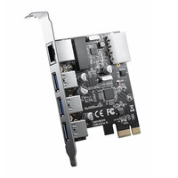 Multi I/O PCIE 3x USB 3.0 + 1x RJ45 Ethernet Orico PNU-3A1R-BK