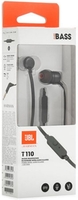 Fejhal +mikrofon JBL Tune T110 Black In-Ear Earphones