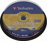 Verbatim DVD+RW 4,7GB újraírható DVD 10db/henger