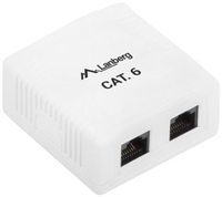 ET x Falidoboz 2×RJ45 CAT6 Aljzat Lanberg OU6-0002-W