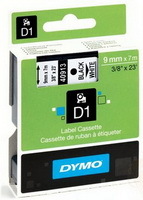 Etikett Dymo feliratozó szalag D1 9mmx7m Black-White 41913