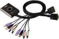 Elosztó KVM  2PC USB ATEN DVI+ kábel CS682-AT