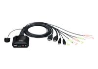 Elosztó KVM  2PC USB HDMI 4K ATEN CS22H-AT+kábel+audio