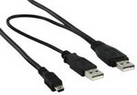 Valueline 1m USB A male + USB A male - USB mini 5-pin USB Y-kábel