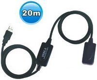 Wiretek 20m USB2.0 A-A aktív kábel, fekete