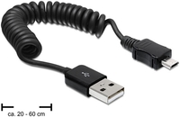 Kab USB A-microB 20cm-60cm spirál Delock 83162