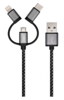 3SIXT 1m USB A-microB/Lighting/USB-C kábel, textil borítású