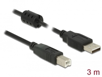 Kab USB A-B  3m Ferrite Black Delock 84898
