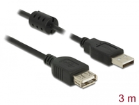 Kab USB A-A Hosszabbító 3m Ferrite Black Delock 84886