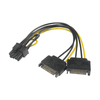 Kab Tápkábel 2xSATA power  to 6+2pin PCIe 15cmAkasa AK-CBPW19-15