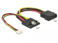 Kab Tápkábel SATA 15 M - Molex + 4 tűs táp 15cm Delock 85673