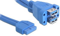 Kab USB3.0 pin fejes kábel anya - 2xUSB3.0-A 82942