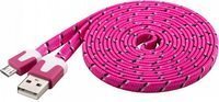 Goobay 2m USB2.0 A male - Bmicro male textil borítású kábel, pink
