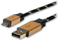 Kab USB A-microB 1,8m textil boritás aranyozott 11.02.8826