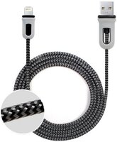 Skydigital 1m USB - Lightning kábel, fekete textil borítás