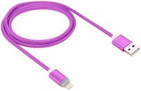WPower 1m USB - Lightning kábel állapotjelzéssel, pink textil borítás