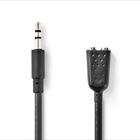 Fordító Audio Jack 3,5mm M  - 2x3,5mm F 0,2m Nedis CAGB22100BK02