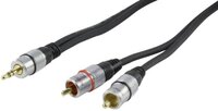 High Quality HQSS3458/10 10m 3,5mm jack - 2x RCA audio kábel, fekete