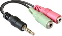 Fordító Audio Jack 3,5mm M  - 2x3,5mm F 12cm Delock 65344
