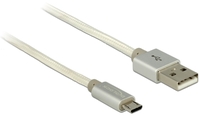 Kab USB A-microB 2m Textile Shielding White Delock 83917