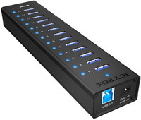 USB HUB 13 Port 3.0 +külső táp Raidsonic IB-AC6113