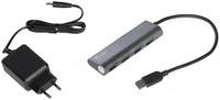 USB3 HUB 4 Port+tápegység i-tec U3HUB448 Black