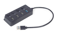 USB3 HUB 4 Port+kapcs. Gembird UHB-U3P1U2P3P-01 Bk
