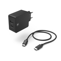 Adapter 2xUSB Hama (1xUSB+1xUSB-C) 30W 1m USB-C 210521
