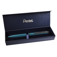 Rollertoll 0,35mm, fém matt türkiz test, Pentel Energel Prémium BL2507-SE, írásszín kék