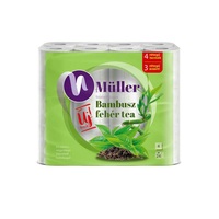Toalettpapír 4 rétegű kistekercses 100% cellulóz 24 tekercs/csomag Bambusz Müller fehér tea