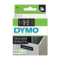 Feliratozógép szalag Dymo D1 S0720610/45021 12mmx7m, ORIGINAL, fehér/fekete