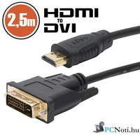 Delight 2,5 m aranyozott csatlakozóval HDMI - DVI-D kábel