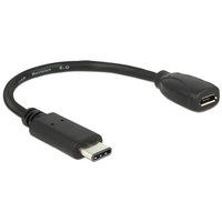 Delock 15cm USB Type-C 2.0 apa - USB 2.0 micro-B típusú anya fekete adatkábel