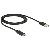 Delock 83600  USB Type-C 2.0 apa - USB 2.0 A 1m típusú apa fekete kábel