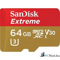 Sandisk 64GB SD micro ( SDXC Class 10) Extreme UHS-I V30 memória kártya adapterrel