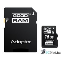 GOODRAM 16GB SD micro (SDHC Class 4) (M40A-0160R11) memória kártya adapterrel