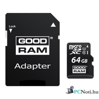 GOODRAM 64GB SD micro (SDXC Class 10 UHS-I) (M1AA-0640R11) memória kártya adapterrel