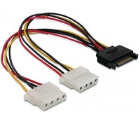 Delock 65159 15 tűs SATA (apa) – 2 db 4 tűs Molex (anya) 20 cm hálózati kábel