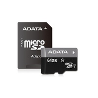 ADATA 64GB SD micro Premier (SDXC Class 10 UHS-I) (AUSDX64GUICL10-RA1) memória kártya adapterrel