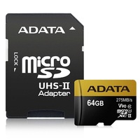 ADATA 64GB SD micro Premier ONE (SDXC Class 10 UHS-II U3) (AUSDX64GUII3CL10-CA1) memória kártya adapterrel