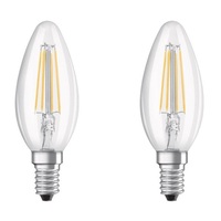 Osram Base átlátszó üveg búra/4W/470lm/2700K/E14 LED gyertya izzó 2 db