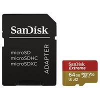 Sandisk 64GB SD micro (SDXC Class 10 UHS-I U3) Extreme memória kártya adapterrel