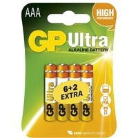 GP B19118 Ultra alkáli micro ceruza elem, LR03 (AAA) 6+2db/blister