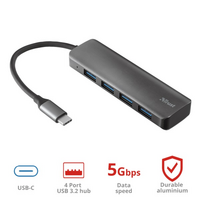 Trust Halyx 4 portos USB-C USB3.2 alumínium HUB Trust Halyx 4 portos USB-C USB3.2 alumínium HUB