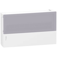 Schneider MIP12118T MINI PRAGMA 1x18 modul/PEN sín/tejüveg/átlátszó ajtó/fehér falon kívüli kiselosztó