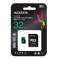 ADATA 32GB SD micro Premier Pro (SDHC Class 10 UHS-I U3) (AUSDH32GUI3V30SA2-RA1) memória kártya adapterrel