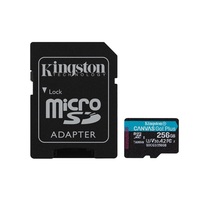 Kingston 256GB SD micro Canvas Go! Plus (SDXC Class 10 UHS-I U3) (SDCG3/256GB) memória kártya adapterrel