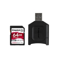 Kingston 64GB SD Canvas React Plus (SDXC Class 10 UHS-II U3) (MLPR2/64GB) memória kártya + olvasó