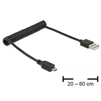 Delock 83162 kábel, USB 2.0 AM-BM Micro spirál 20-60cm