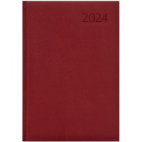 Kalendart Traditional 2024-es T022 B6 napi beosztású bordó határidőnapló